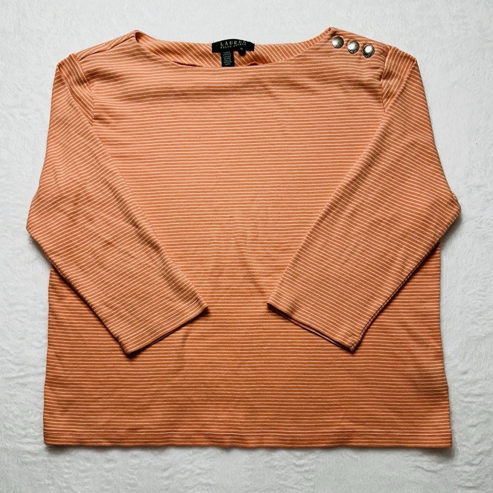 Lauren Ralph Lauren Orange s  3/4 sleeve square neck size XL  3 Shoulder Botton